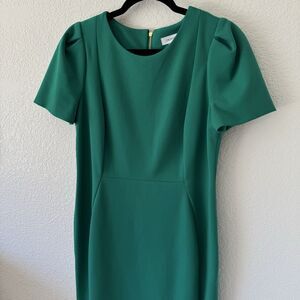 Calvin Klein Green Bodycon Dress 12 Short Sleeve Holiday Y2K Workwear Classic